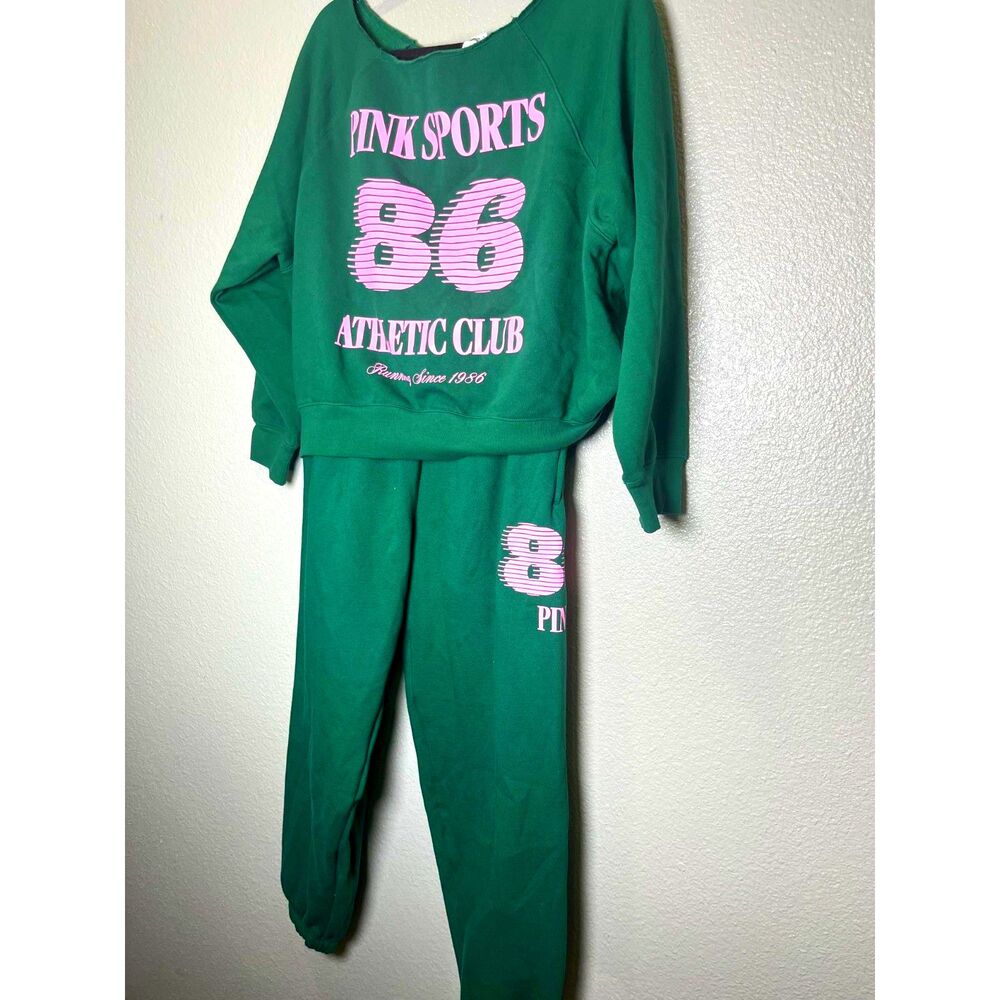 VS PINK Campus Fleece Off-The-Shoulder Sweatshirt and sweatpants set Size M&L - Picture 3 of 6